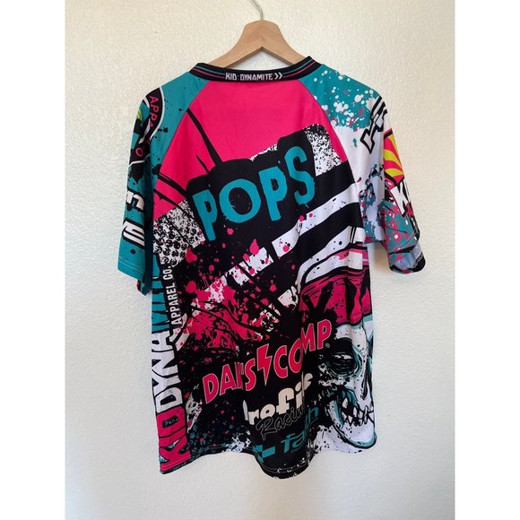 Pops Kid Dynamite Band Tee Pink Blue Short Sleeve Tshirt V-Neck Men's Large - Picture 3 of 6